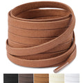 Handshop 2 pairs flat boots laces 7mm wide slight waxed flat shoe laces for men women casual shoes Brown 150